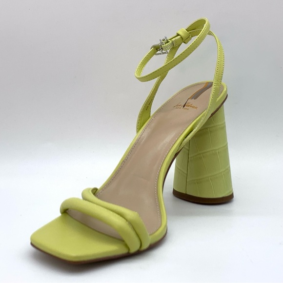 SAM EDELMAN Kia Leather Cone-Heel Sandal in Kiwi - Picture 4 of 14